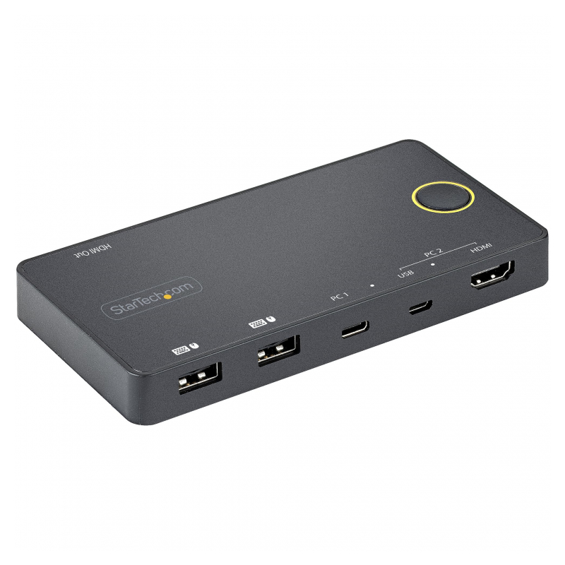 StarTech.com 2 Port Hybrid USB-A + HDMI and USB-C KVM Switch - 1x 4K 60Hz  HDMI 2.0 Monitor - Compact